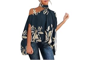 Binmer Womens Off The Shoulder Flowy Tops Casual Batwing Sleeves Blouses Elegant Boho Floral Print Evening Party Tunic Shirts