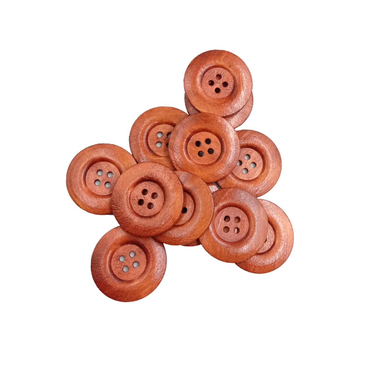 30Pcs Coffee Round Wooden Buttons 40Mm with 4 Holes for Sewing, Scrapbooking, Crafts, DIY Projects and Decorative Embellishments