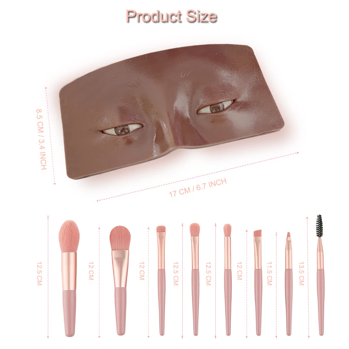 3D Realistic Makeup Practice Face Board Set With Kit for Professional Artists, Students and Beginners - Eyes and Eyeshadow Training Mannequin