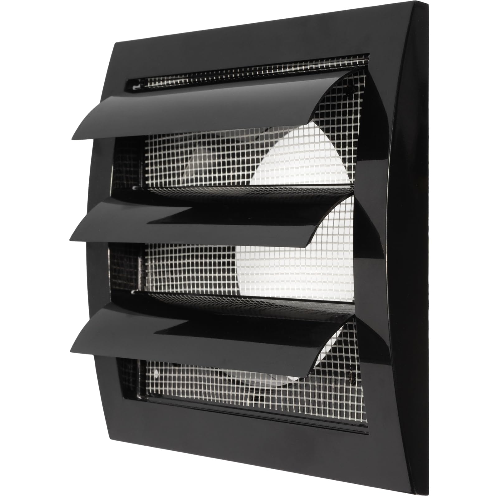 Black Exhaust Hood Vent 4'' Inch / 100 mm with Shutters, Built-in Pest Guard Screen and Flange, Air Vent Cover with Flaps, HVAC Exhaust Vent Duct Cap, Helps with Backdraught/Backdraft — image 1