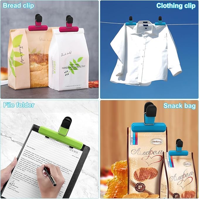 Food Tongs 12 Pieces Reusable Food Bag Plastic Closure Bag Clip for Bags for Kitchen Office Garage