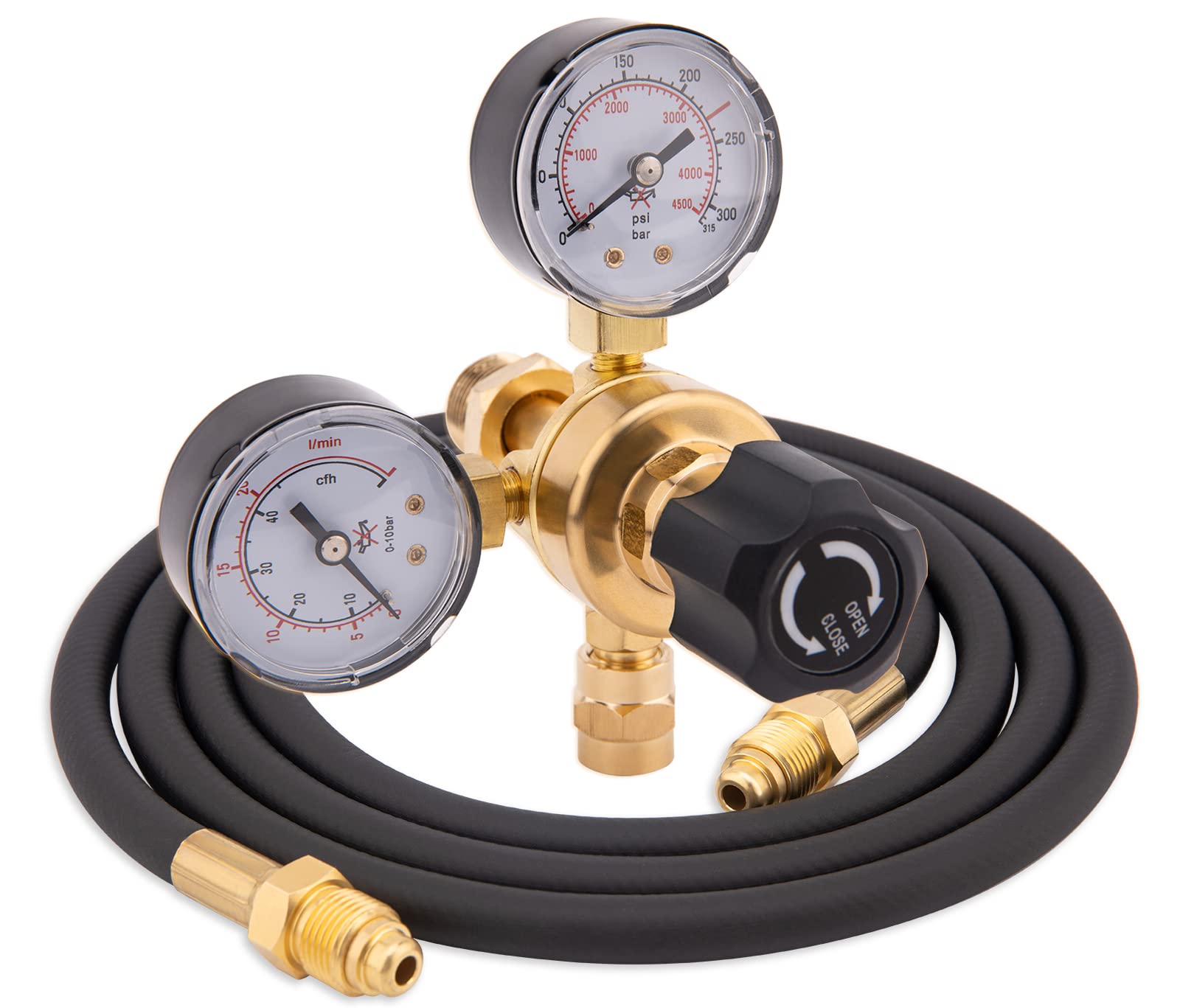 Photo 1 of CGA580 Argon CO2 Regulators, Argon Gauges Gas Welding Regulator Compatible with Mig Tig Miller Lincoln Weld 0-4500PSI / 0-10BAR - CO2 Argon Regulator with 6.6Ft Hose