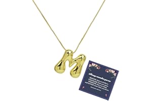 DIOWUS Bubble Letter Necklace For Women,Dainty Balloon Initial Necklaces 18k Gold Plated Chain Pendant Alphabet Necklaces For Teen Girls Girlfriend Charm Simple Jewerlry Gift