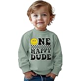 CM C&M WODRO First Birthday Sweatshirt Toddler Baby Boy One Happy Dude Pullover Shirt Crewneck Long Sleeve Fall Winter Outfit