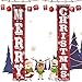 Party club Merry Christmas Decorations Banner, Christmas Porch Sign Red Black Buffalo Check Hanging for Outdoor Indoor Front Door Wall Xmas Porch Decor