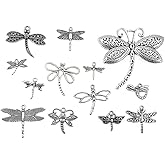 Kinteshun Assorted Dragonfly Charm Pendant Connector for DIY Jewelry Making Accessaries(13pcs,Antique Silver Tone)