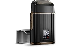 SCRORUI Foil Shavers for Men, High Speed Double Floating Blades Electric Razor, IPX6 Waterproof Dry/Wet, 2 Adjustable Speed Electric Shaver with LED Display, USB-C Deep Black