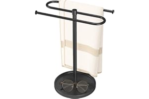 BETHOM Towel Holder Stand, Stainless Steel Hand Towel Holder Rack for Bathroom Countertop, S-Shape Free Standing Towel Bar Holds 2 Towels for Kitchen Countertop, Black