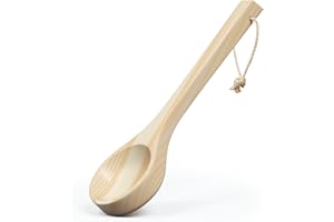 Northwood Sauna - Sauna Ladle - Handmade from Finnish Pine Wood - Natural Rope - 14″ Handle & 3.4 oz (100 mL) Capacity Spoon