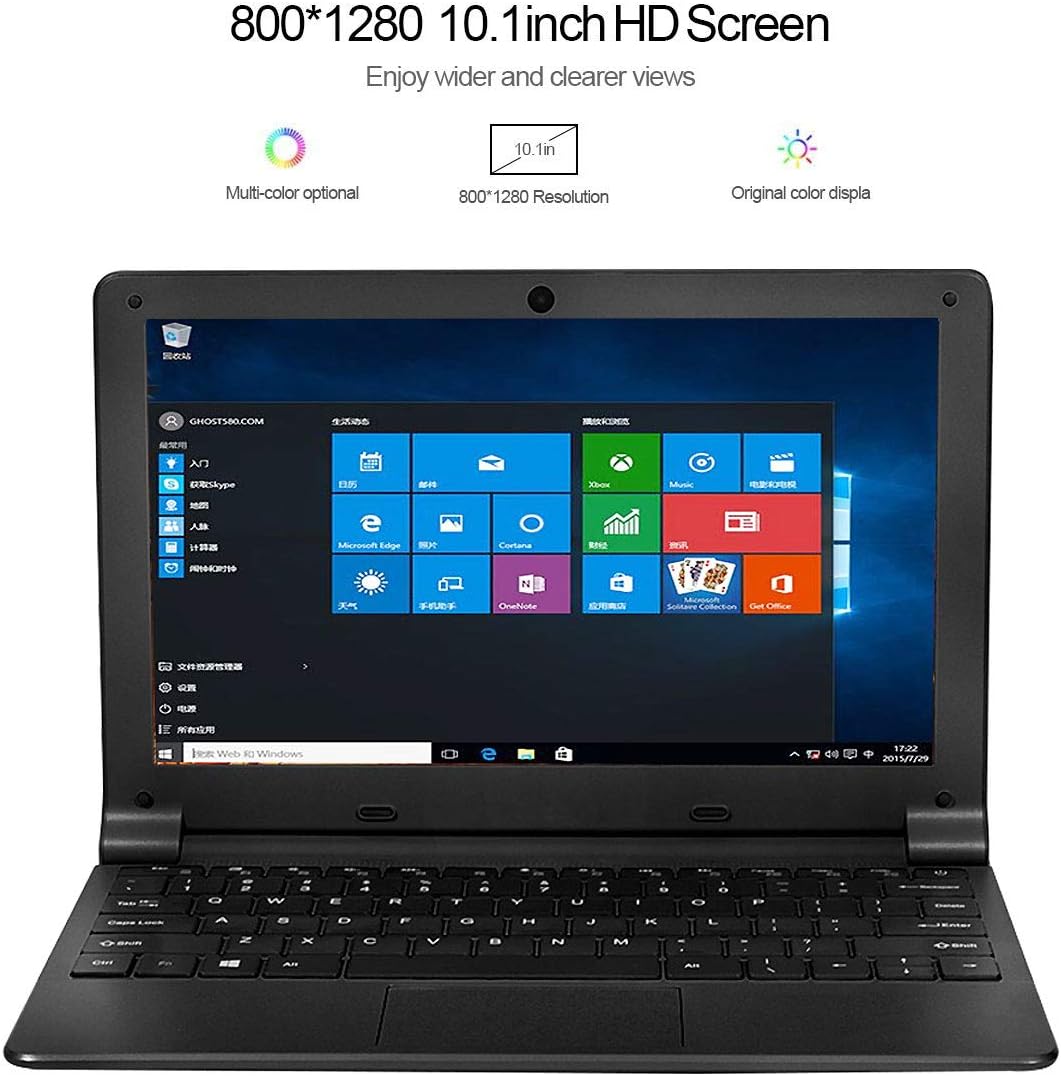 HSW 10.1 inch Windows 10 Ultra Thin Laptop PC - 2GB RAM 32GB Storage, Intel Quad Core 1.44Ghz USB 3.0, WiFi, HDMI, BT, Supports 128GB tf-Card Notebook Computer