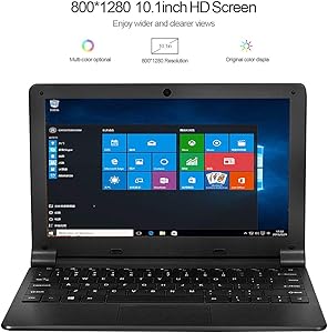 HSW 10.1 inch Windows 10 Ultra Thin Laptop PC - 2GB RAM 32GB Storage, Intel Quad Core 1.44Ghz USB 3.0, WiFi, HDMI, BT, Supports 128GB tf-Card Notebook Computer