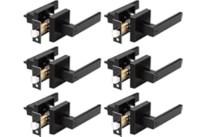 Probrico 6 Pack Privacy Door Handles,Heavy Duty Matte Black Door Lever Hardware,Keyless Interior Door Knob Lockset for Bedroom Bathroom