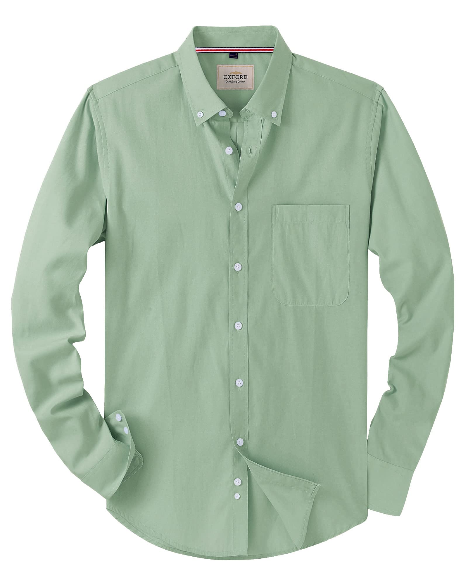 Photo 1 of Alimens & Gentle Mens Solid Oxford Shirt Long Sleeve Dress Shirt Work Casual Button Down Shirts with Pocket