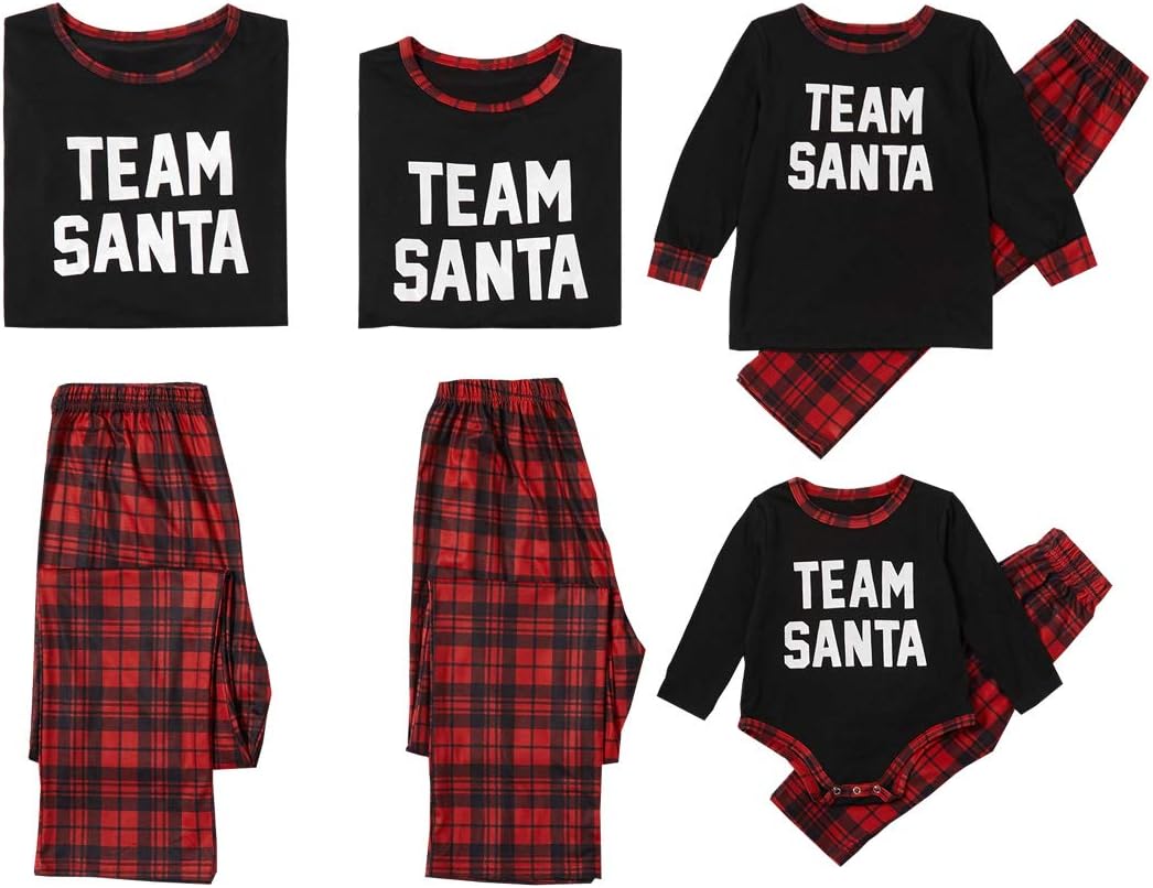 Matching Family Pajamas Sets Christmas PJs Red Plaid Fall Winter Clothes Loungewear Sleepwear