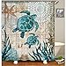 Eaiven Sea Turtle Christmas Shower Curtain, Ocean Blue Teal Sea Turtle Beach Shower Curtain Funny Fabric Shower Curtains Set for Bathroom Boho Waterproof Bath Curtain Winter Bathroom Decor 72
