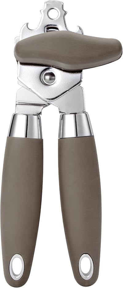TJ POP Manual Can Opener Heavy Duty Smooth Edge Non-Slip Handles Brown