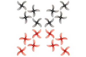 AFOIS Gemfan 40mm 1609 4-Blade FPV Propellers with 1mm Center Hole for RC Freestyle Tiny Whoop Drones for 0802 1102 1103 Brushless Motors (Clear Red, Clear Gray, 16pcs - 8CW 8CCW)
