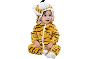 MICHLEY Unisex Baby Animal Costume Winter Autumn Flannel Hooded Romper Cosplay Jumpsuit