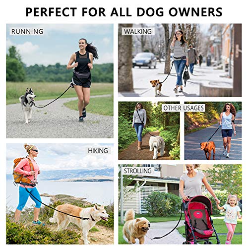 Hands Free Dog Leash Retractable Bungee Heavy Duty Dog Running Waist