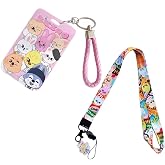 Merch Set Including 1 ID Photo Card Holder Case with Detachable Keychain -1 Lanyard with Pendant Decoration