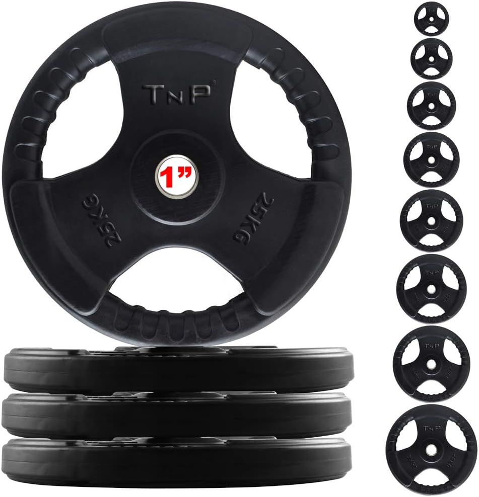 TnP Distribution Standard 1" TriGrip Weight Plates Rubber Coated Cast