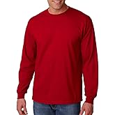 Gildan Mens Plain Crew Neck Ultra Cotton Long Sleeve T-Shirt (M) (Cardinal)
