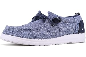 Nautica Kids Boys Youth Comfort Loafers, Lace-Up Boat Shoe, Lightweight Casual Stretch Sneaker-Little Kid-Big Kid-Rushford Yo