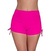 Halcurt Women's High Waisted Swim Board Shorts (Available in Plus) Tummy Control Side Drawstring Swimsuit Bottoms