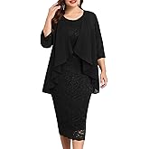TIARALY Plus Size Mother of The Bride Groom 2 Piece Suit Lace Dress with Chiffon Jacket Elegant Set Formal Wedding Guest