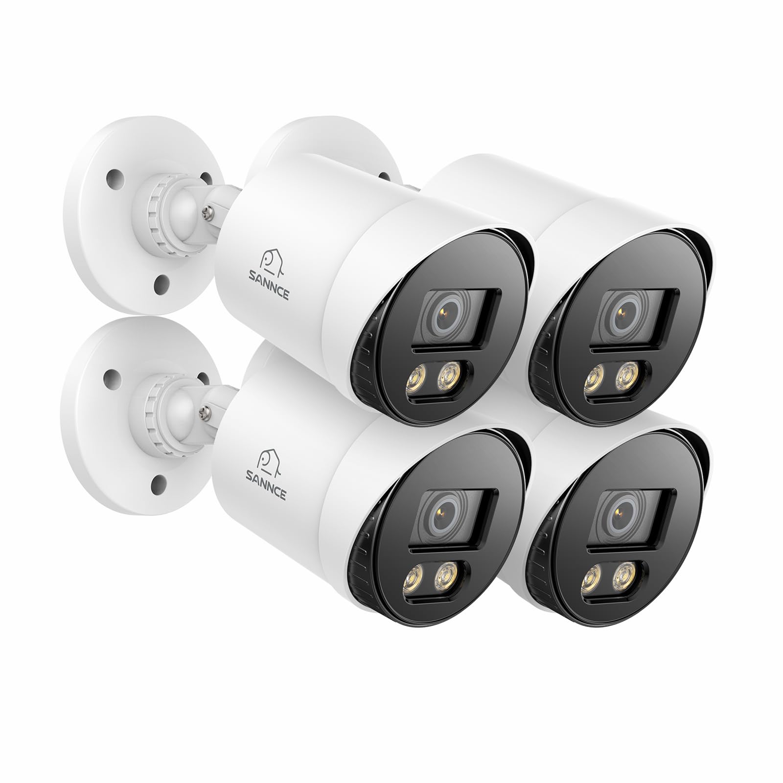 SANNCE 1080P Full Colourful Night vision CCTV Camera, 2MP HD-TVI Bullet Security Camera with 2 Warm Lights Built-in, Indoor and Outdoor Use, 100ft Clear Full Colour Night Vision (4 Cameras)