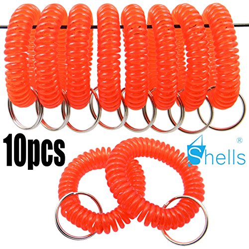 Shells 10PCS Crystal Red Color Soft Highly Spring Spiral Coil Wrist Band Key Ring Chain
