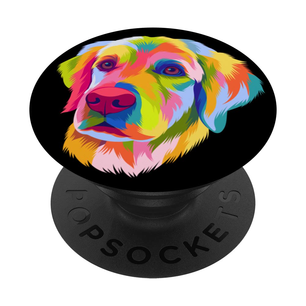 Colorful Pop Art Golden Retriever Portrait Owner PopSockets Swappable PopGrip