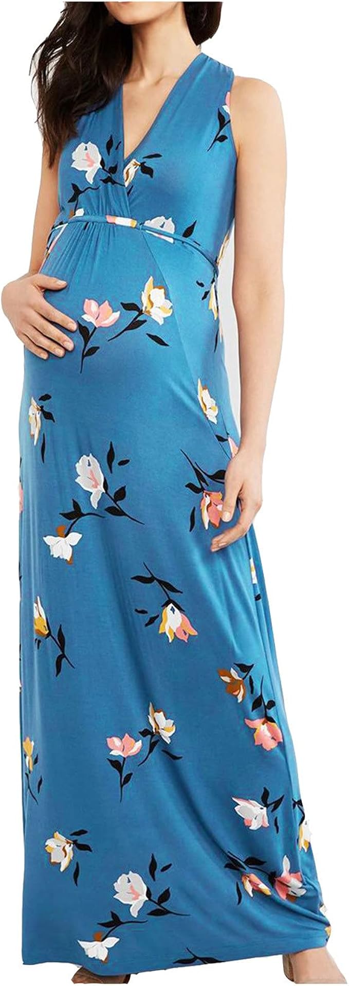 Maternity Dress Summer Fashion Women VNeck Print Floral Sleeveless