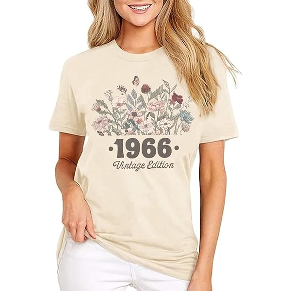 Amazon.com: 60th Birthday Gift for Women Vintage 1966 Shirts for