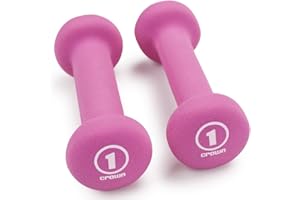 Crown Sporting Goods Set of 2 Body Sculpting Hand Weights - Soft Neoprene Coated Dumbbell Set - Supplies for Exercise, Workout, Weight Loss, Body Building - for Men, Women, Seniors, Teens, and Youth