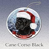 Holiday Pet Gifts Black Cane Corso Santa Hat Dog Porcelain Christmas Ornament