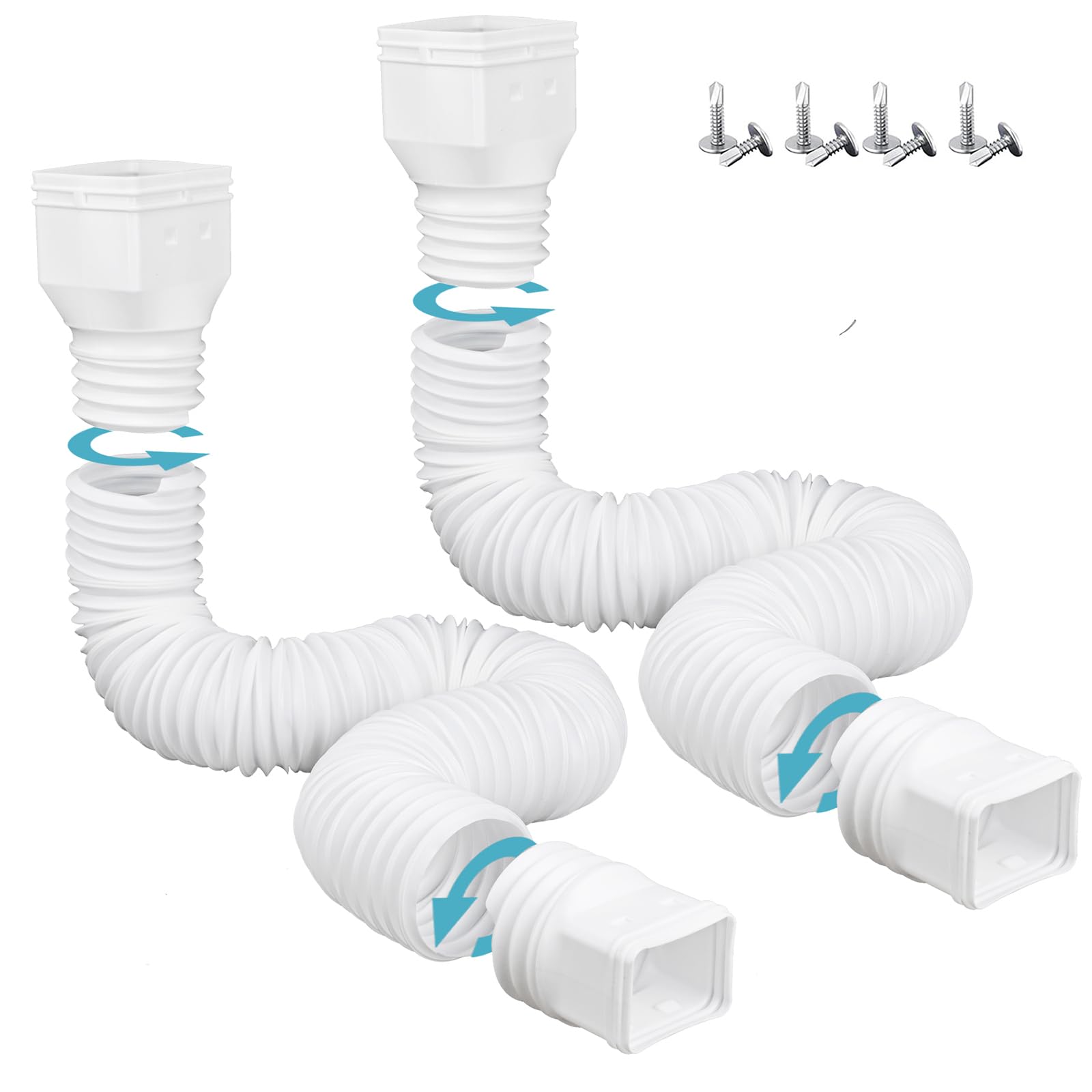 Photo 1 of HAHOME 2 Pack Rain Gutter Downspout Extensions,Drain Downspout Extender Diverter, Flexible Downspout Extensions Can Extendable from 21 to 60 Inches (White)