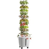VEVOR Hydroponic Tower, 50 Pods 10 Tiers Hydroponics Growing System Kit with App Control &amp; Casters, Vertical Home Garden with 20L Water Tank &amp; Pump, Planter for Indoor Herbs, Fruits and Vegetables