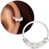 Miya Jewelry 925 Sterling Silver Helix Hoop Piercing Jewelry - Cartilage Opal Hoop Earring for Women - Small 10MM Thin 22 Gauge