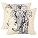 Jahosin Set of 2 Throw Pillow Covers 18 X 18 Inches,Decorative Elephant Cushion Case (Sketch Elephant)