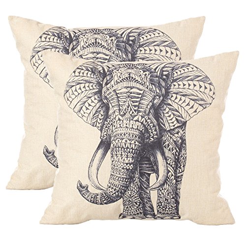 Set of 2 - Elephant Sketch Cushion Cases