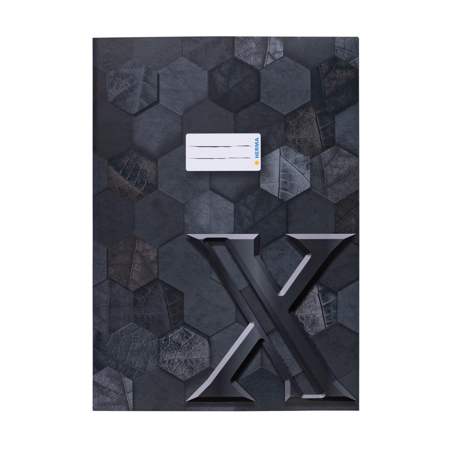 HERMA 20091 Notebook Cover A4 Cardboard Black, Pack of 10, Refined Notebook Cover with Labelling Field Made of Sturdy and Extra Strong Paper, Notebook Cover with Hexagon Pattern Motif for School