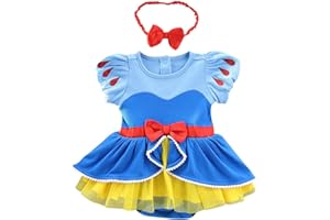 MYRISAM Christmas Costumes for Baby Toddler Girls Snow White Mermaid Princess Birthday Bodysuit Romper Tutu Dress w/Headband