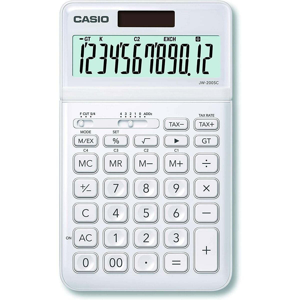 Casio JW-200SC-WE Desktop Calculator, Solar/Battery