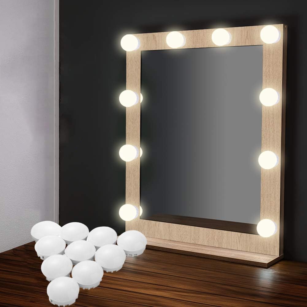 Eeieer Vanity Mirror Lights Stick On Strip Kit With 10 Light Bulbs Dimmable And Usb Connector Hollywood Style Lights White Led Illuminated Dressing Table Mirror Bedroom Table Lighting Accessory Diy Amazon Co Uk Lighting