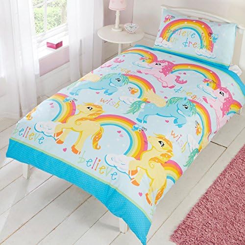 Unicorns 2 Piece UK Single/US Twin Sheet Set – 1 x double sided sheet &amp; 1 x pillowcase