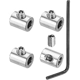 PATIKIL 4mm Hole Wire Rope Clips Set, 4 Pcs 304 Stainless Steel Single Holes Lock Cable Clamps Clip with M4 Hexagon Screws Spanner for Cable Fittings, Silver