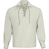 Allsafe Traders Men 's Scottish Ghillie Kilt Jacobite Jacobean Shirt,Highland Shirt Long Sleeves,Medieval Renaissance Costume