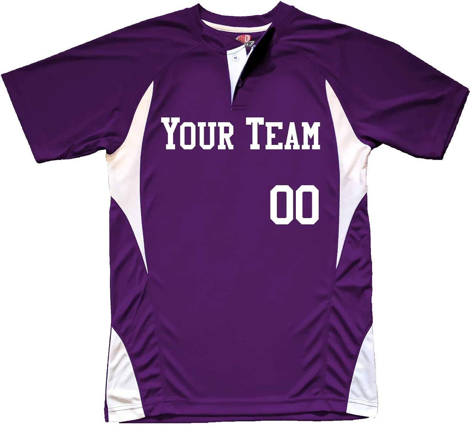 Purple Custom Baseball Jersey 2 Buttons White Trim Design