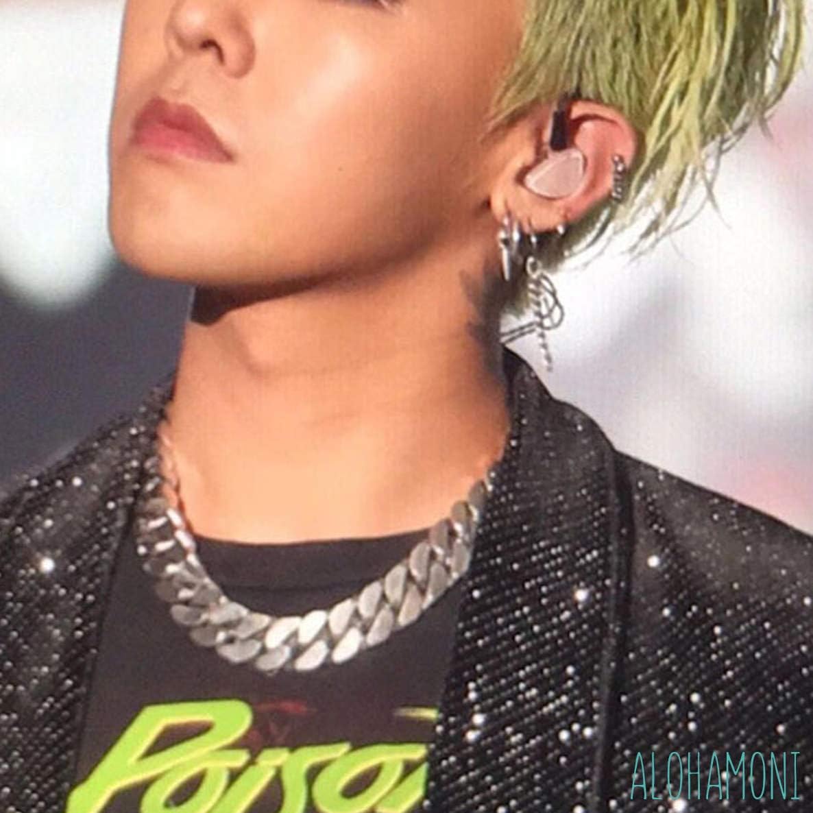 Amazon Alohamoni アロハモニ Bigbang G Dragon ジードラゴン 着用タイプ フープピアス 5個セット チェーン クロス スパイク ピース ボール デザイン ビッグバン 十字架 鎖 シルバー フープ リング レディース メンズ ユニセックス 韓国 オルチャン ピアス ピアス